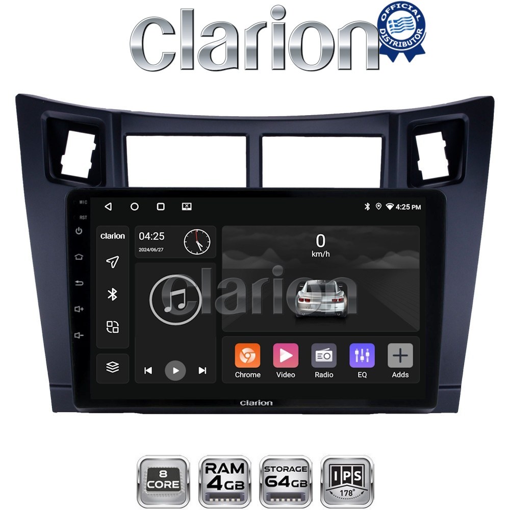 CLARION GL52084 Οθόνη OEM Multimedia Αυτοκινήτου για Τoyota Yaris 2006 > 2011 (CarPlay/AndroidAuto/BT/GPS/WIFI/GPRS)
