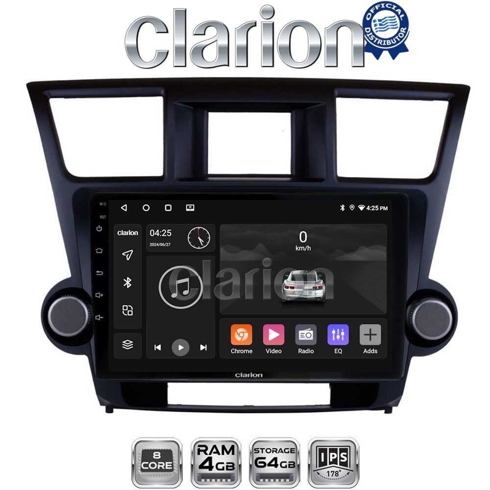 CLARION GL52089 Οθόνη OEM Multimedia Αυτοκινήτου για Toyota Highlander 2008 > 2015 (CarPlay/AndroidAuto/BT/GPS/WIFI/GPRS)