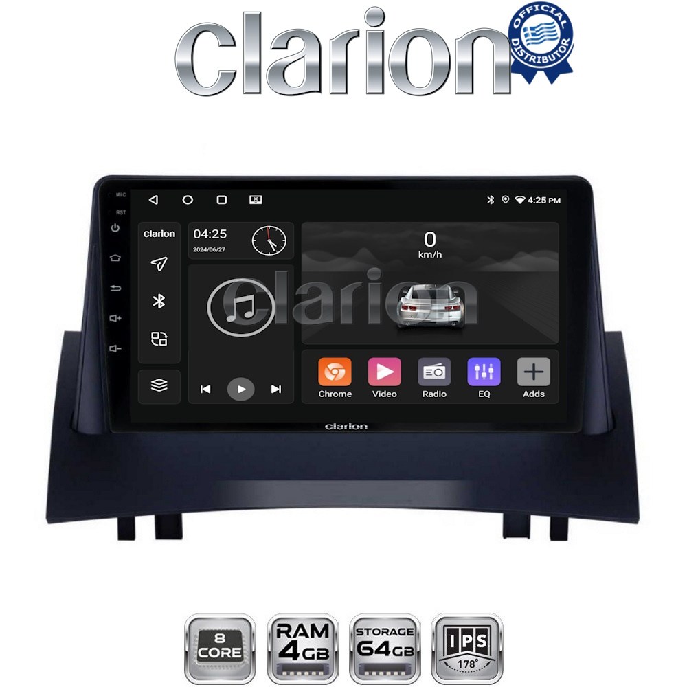 CLARION GL52138 Οθόνη OEM Multimedia Αυτοκινήτου για Renault Megane2 2002 > 2008 (CarPlay/AndroidAuto/BT/GPS/WIFI/GPRS)