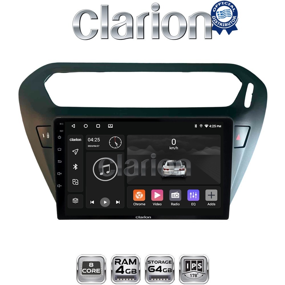 CLARION GL52294B Οθόνη OEM Multimedia Αυτοκινήτου για Citroen Elysee 2013 > Peugeot 301 2013 > (CarPlay/AndroidAuto/BT/GPS/WIFI/GPRS)