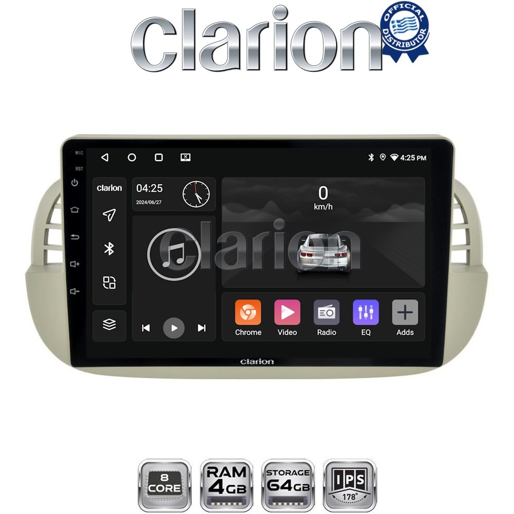 CLARION GL52315 Οθόνη OEM Multimedia Αυτοκινήτου για Fiat 500 2007 > 2016 (CarPlay/AndroidAuto/BT/GPS/WIFI/GPRS)