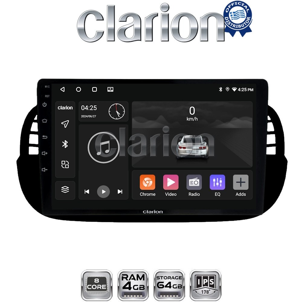 CLARION GL52315B Οθόνη OEM Multimedia Αυτοκινήτου για Fiat 500 2007 > 2016 (CarPlay/AndroidAuto/BT/GPS/WIFI/GPRS)