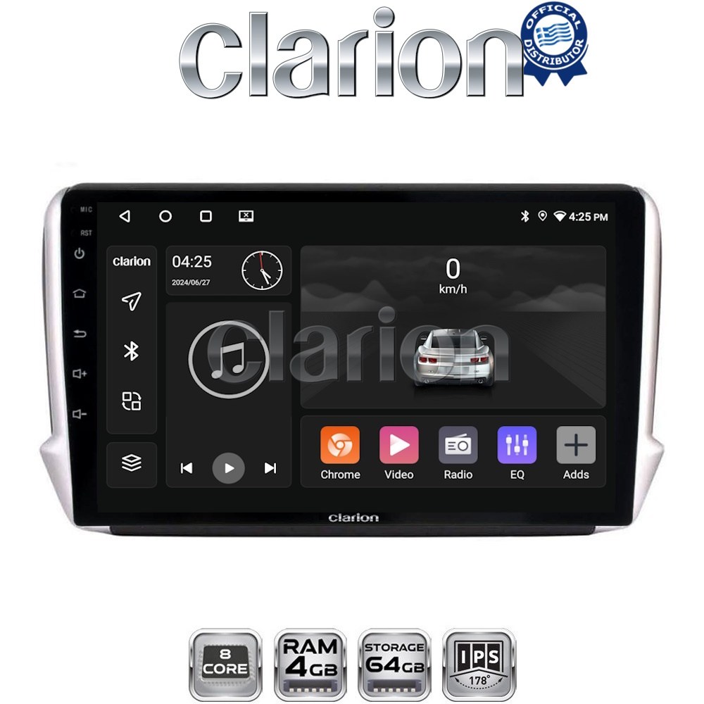 CLARION GL52374 Οθόνη OEM Multimedia Αυτοκινήτου για PEUGEOT 208-2008 2012>  (CarPlay/AndroidAuto/BT/GPS/WIFI/GPRS)