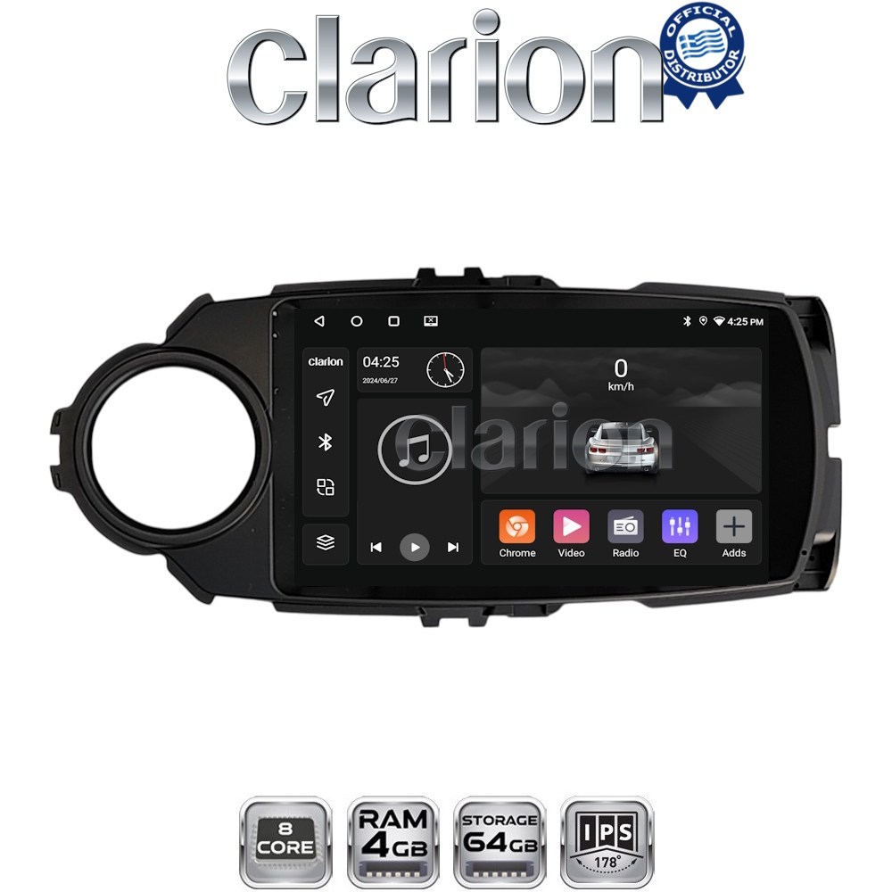CLARION GL52454B Οθόνη OEM Multimedia Αυτοκινήτου για Toyota Yaris 2015 > 2019 (CarPlay/AndroidAuto/BT/GPS/WIFI/GPRS)