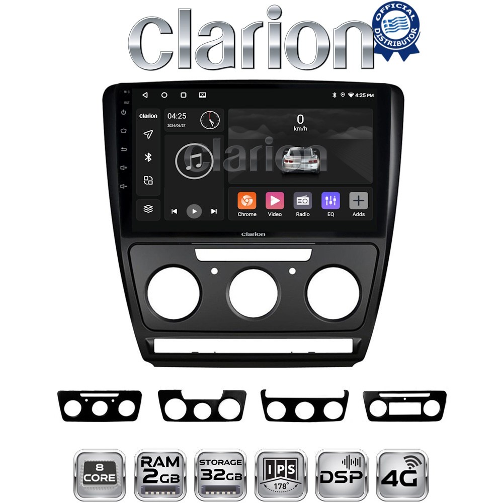 CLARION GL71005B Οθόνη OEM Multimedia Αυτοκινήτου για Skoda Octavia 2005 > 2012  (CarPlay/AndroidAuto/BT/GPS/WIFI/GPRS)