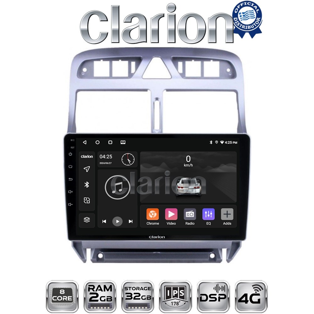 CLARION GL71017 Οθόνη OEM Multimedia Αυτοκινήτου για Peugeot 307 (CarPlay/AndroidAuto/BT/GPS/WIFI/GPRS)
