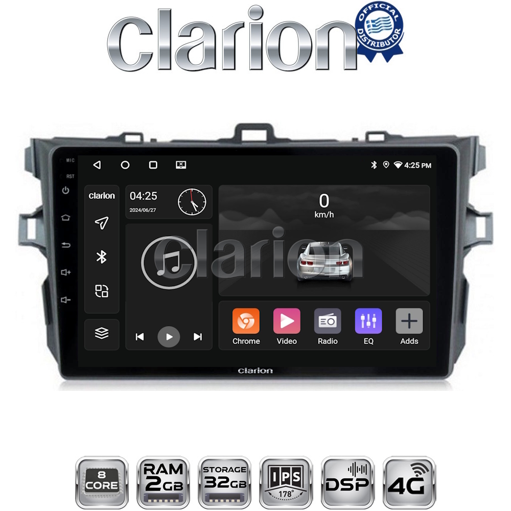 CLARION GL71063 Οθόνη OEM Multimedia Αυτοκινήτου για TOYOTA COROLLA 2006>2012  (CarPlay/AndroidAuto/BT/GPS/WIFI/GPRS)