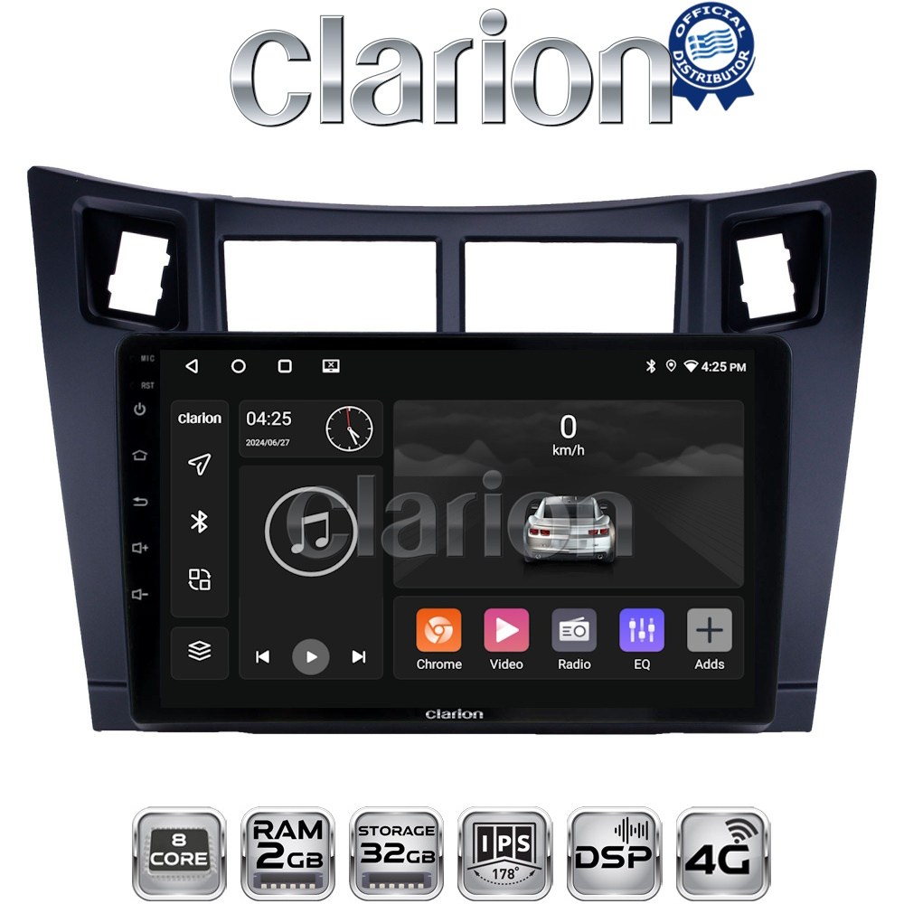 CLARION GL71084 Οθόνη OEM Multimedia Αυτοκινήτου για Τoyota Yaris 2006 > 2011 (CarPlay/AndroidAuto/BT/GPS/WIFI/GPRS)