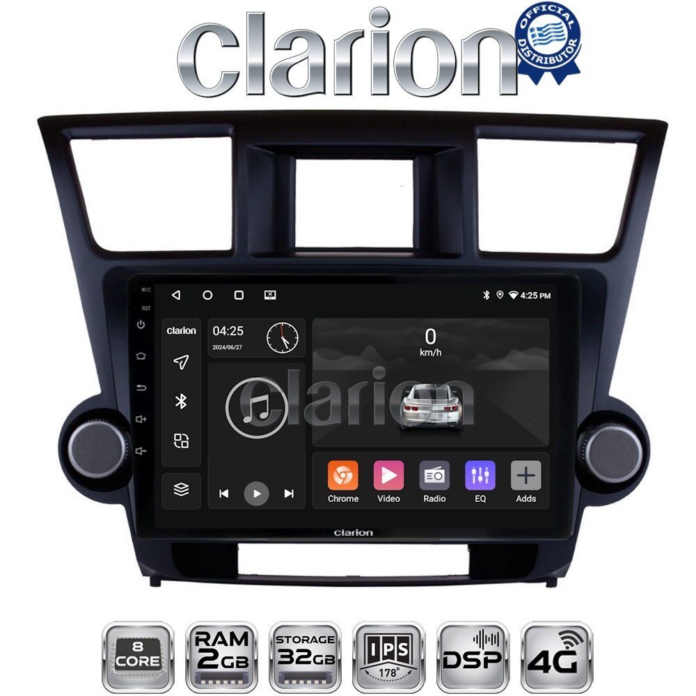 CLARION GL71089 Οθόνη OEM Multimedia Αυτοκινήτου για Toyota Highlander 2008 > 2015 (CarPlay/AndroidAuto/BT/GPS/WIFI/GPRS)