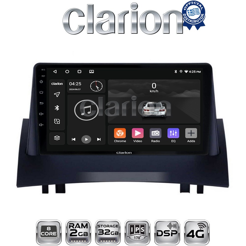 CLARION GL71138 Οθόνη OEM Multimedia Αυτοκινήτου για Renault Megane2 2002 > 2008 (CarPlay/AndroidAuto/BT/GPS/WIFI/GPRS)