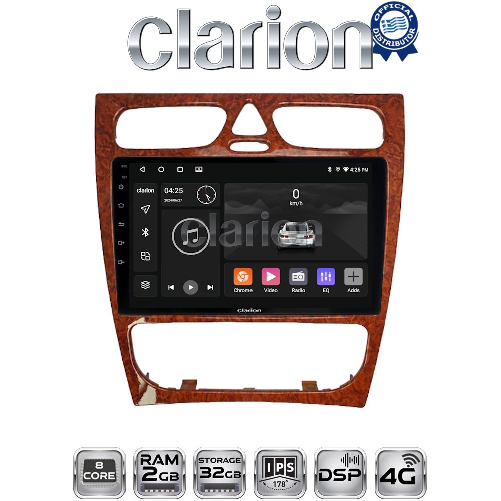 CLARION GL71171W Οθόνη OEM Multimedia Αυτοκινήτου για Mercedes C Class 1999 > 2004 (Προ Facelift) (CarPlay/AndroidAuto/BT/GPS/WIFI/GPRS)