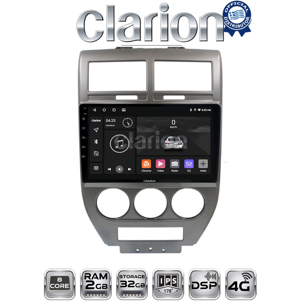 CLARION GL71251 Οθόνη OEM Multimedia Αυτοκινήτου για JEEP COMPASS 2007>2011 (CarPlay/AndroidAuto/BT/GPS/WIFI/GPRS)