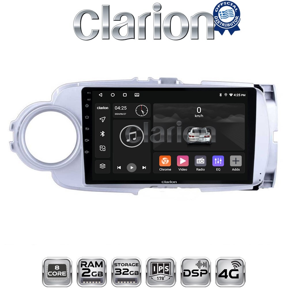 CLARION GL71254 Οθόνη OEM Multimedia Αυτοκινήτου για Toyota Yaris 2012 > 2015 (CarPlay/AndroidAuto/BT/GPS/WIFI/GPRS)