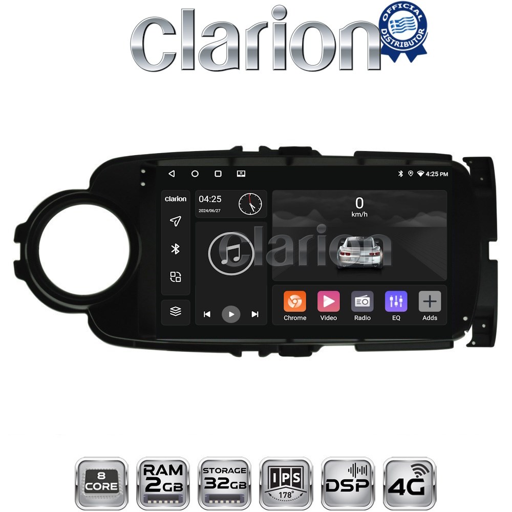 CLARION GL71254B Οθόνη OEM Multimedia Αυτοκινήτου για Toyota Yaris 2012 > 2015 (CarPlay/AndroidAuto/BT/GPS/WIFI/GPRS)