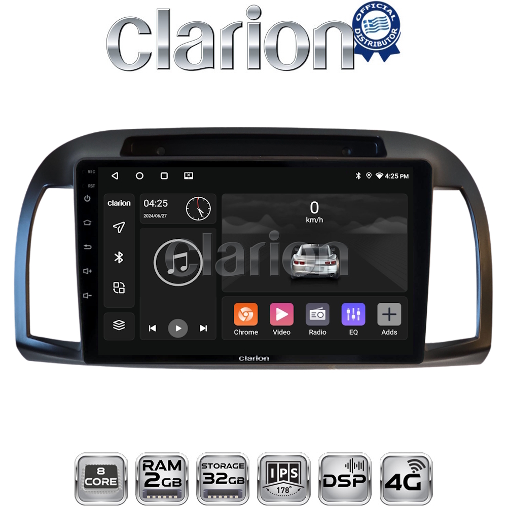 CLARION GL71300B Οθόνη OEM Multimedia Αυτοκινήτου για Nissan Micra 2002 > 2007 (CarPlay/AndroidAuto/BT/GPS/WIFI/GPRS)