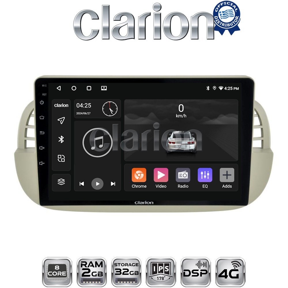 CLARION GL71315 Οθόνη OEM Multimedia Αυτοκινήτου για Fiat 500 2007 > 2016 (CarPlay/AndroidAuto/BT/GPS/WIFI/GPRS)
