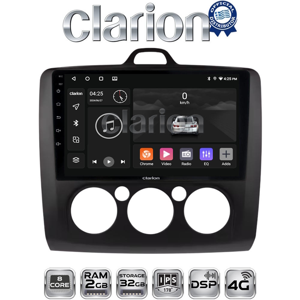 CLARION GL71329B Οθόνη OEM Multimedia Αυτοκινήτου για Ford Focus 2004 > 2012 (CarPlay/AndroidAuto/BT/GPS/WIFI)
