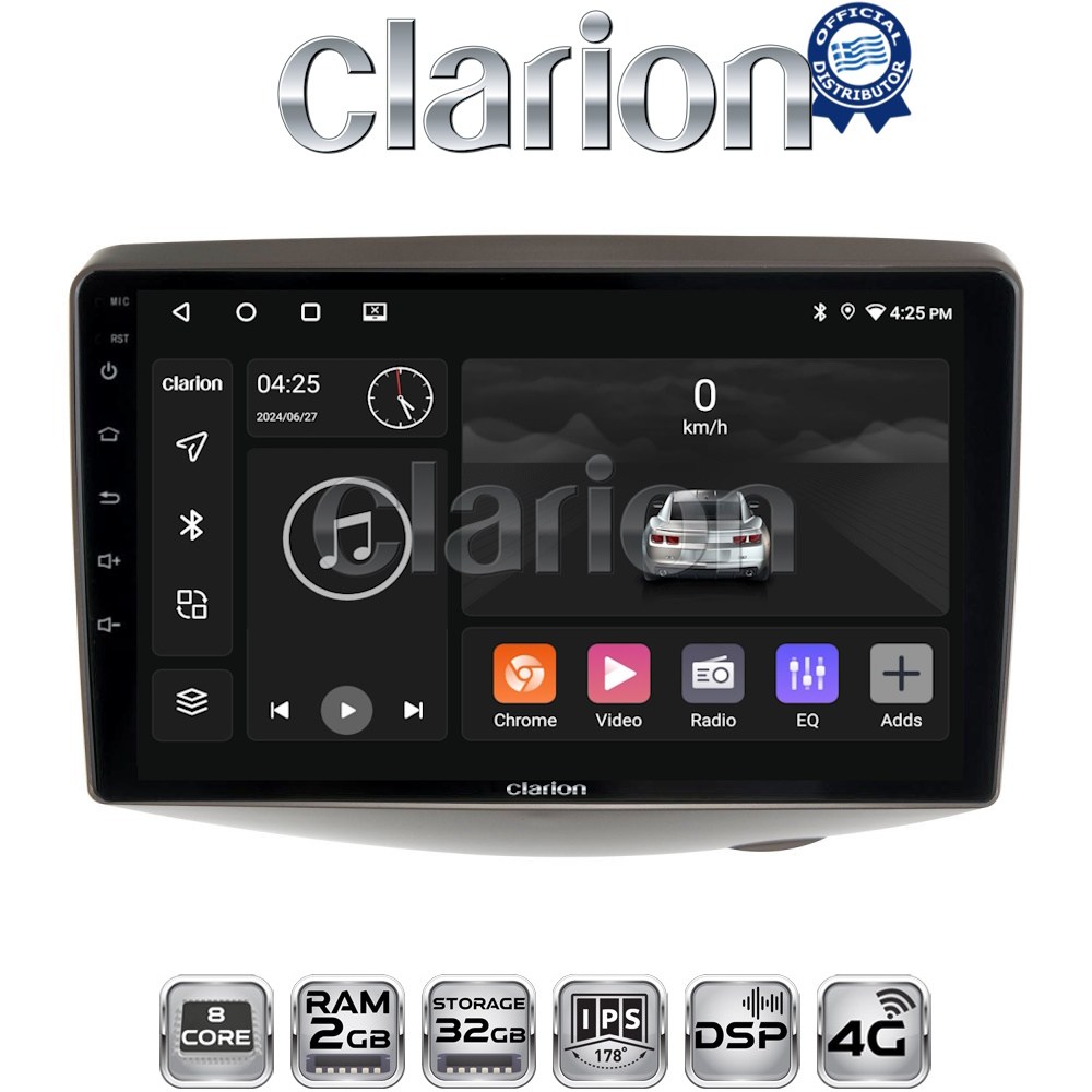 CLARION GL71402 Οθόνη OEM Multimedia Αυτοκινήτου για Toyota Yaris 1999 > 2004 (CarPlay/AndroidAuto/BT/GPS/WIFI/GPRS)