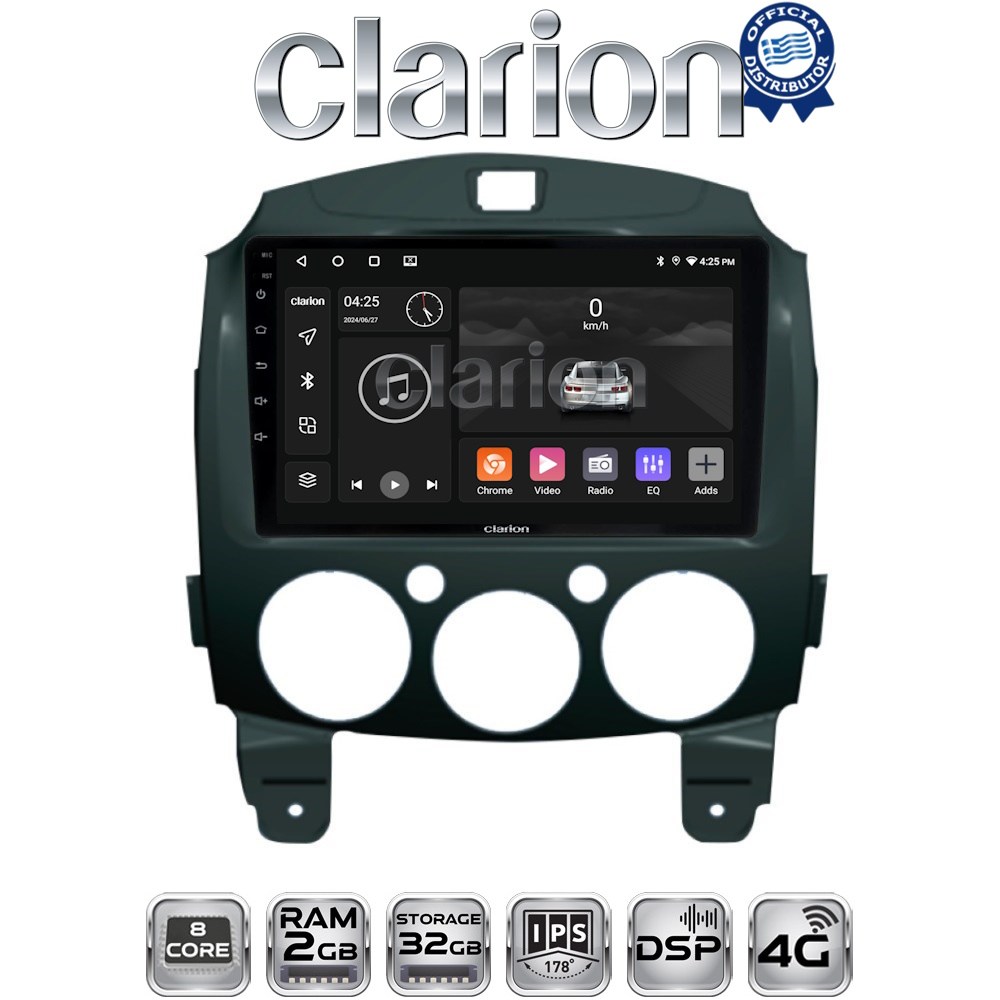 CLARION GL71430 Οθόνη OEM Multimedia Αυτοκινήτου για MAZDA 2 2007>2014 (CarPlay/AndroidAuto/BT/GPS/WIFI/GPRS)