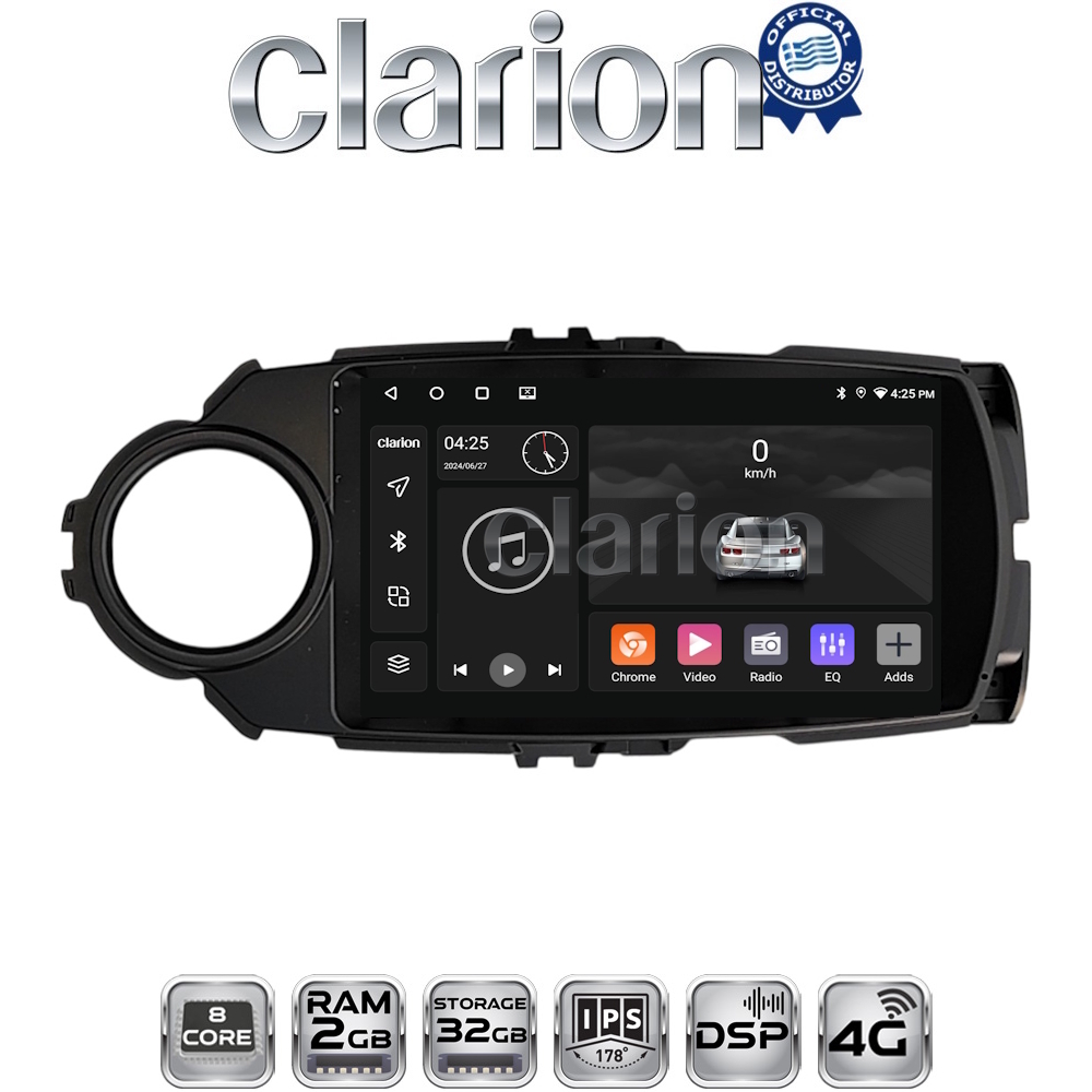 CLARION GL71454B Οθόνη OEM Multimedia Αυτοκινήτου για Toyota Yaris 2015 > 2019 (CarPlay/AndroidAuto/BT/GPS/WIFI/GPRS)