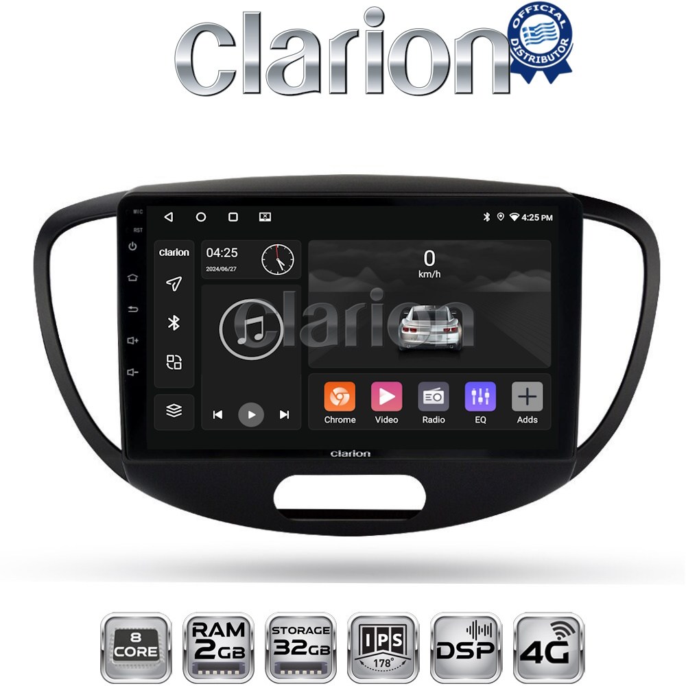 CLARION GL71455 Οθόνη OEM Multimedia Αυτοκινήτου για HYUNDAI i10 2008>2013 (CarPlay/AndroidAuto/BT/GPS/WIFI/GPRS)