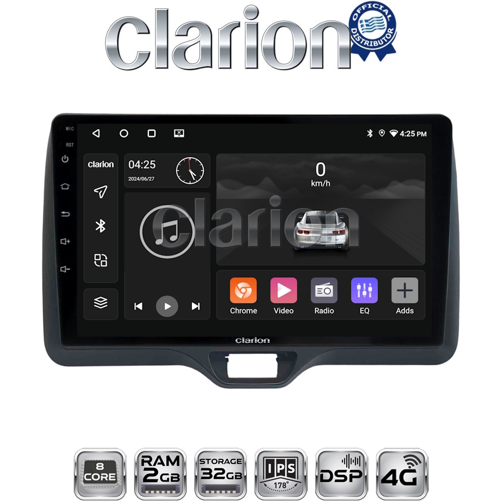 CLARION GL71554H Οθόνη OEM Multimedia Αυτοκινήτου για Toyota Yaris 2020 > 2023 (CarPlay/AndroidAuto/BT/GPS/WIFI/GPRS)
