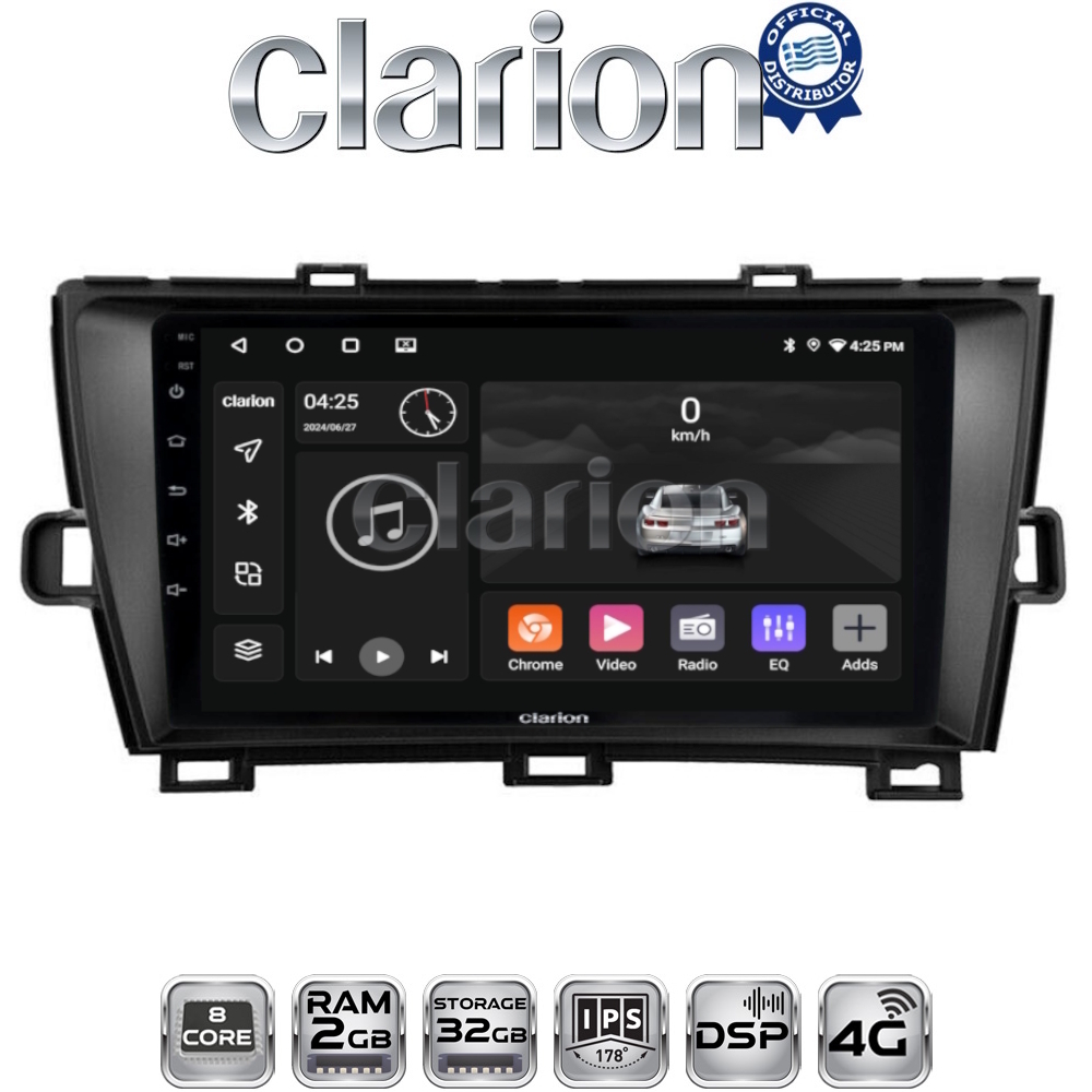 CLARION GL71561B Οθόνη OEM Multimedia Αυτοκινήτου για Toyota Prius 2009 > 2015 (CarPlay/AndroidAuto/BT/GPS/WIFI/GPRS)