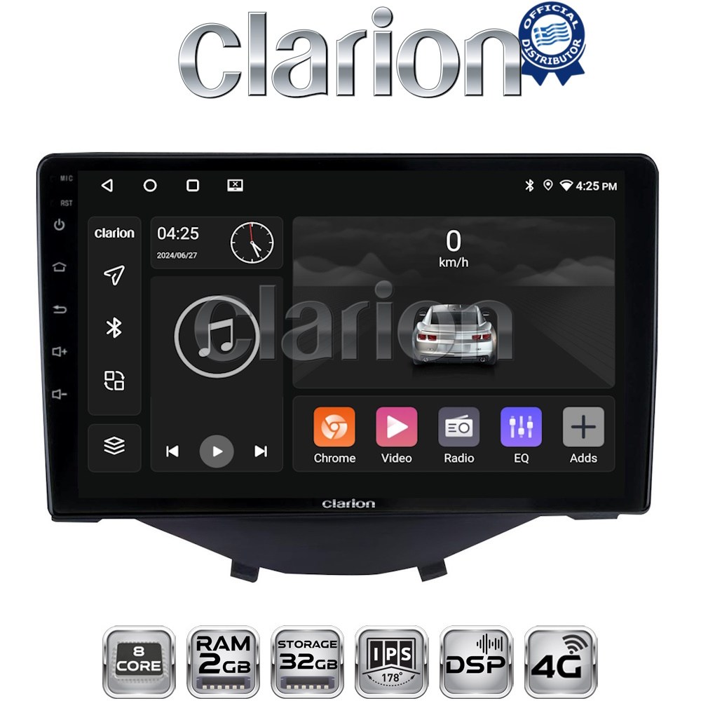 CLARION GL71564B Οθόνη OEM Multimedia Αυτοκινήτου για Toyota Aygo 2014 > Citroen C1 2014 > Peugeot 107 2014 > (CarPlay/AndroidAuto/BT/GPS/WIFI/GPRS)