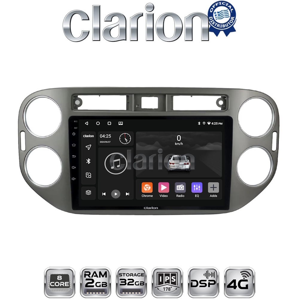 CLARION GL71590G Οθόνη OEM Multimedia Αυτοκινήτου για VW Tiguan 2007 - 2016 Ανθρακί (CarPlay/AndroidAuto/BT/GPS/WIFI/GPRS)