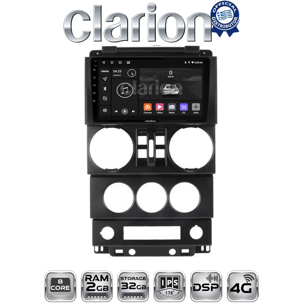 CLARION GL71748 Οθόνη OEM Multimedia Αυτοκινήτου για JEEP WRANGLER 2007 > 2011 (CarPlay/AndroidAuto/BT/GPS/WIFI/GPRS)