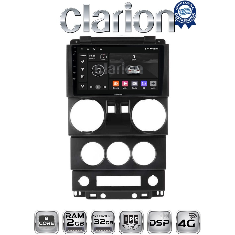 CLARION GL71748B Οθόνη OEM Multimedia Αυτοκινήτου για JEEP WRANGLER 2007 > 2011 (CarPlay/AndroidAuto/BT/GPS/WIFI/GPRS)