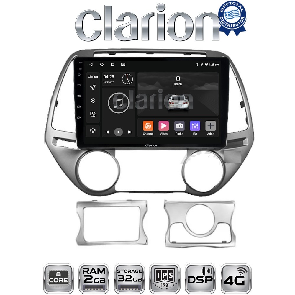 CLARION GL71839 Οθόνη OEM Multimedia Αυτοκινήτου για HYUNDAI i20 2008>2013 (CarPlay/AndroidAuto/BT/GPS/WIFI/GPRS)