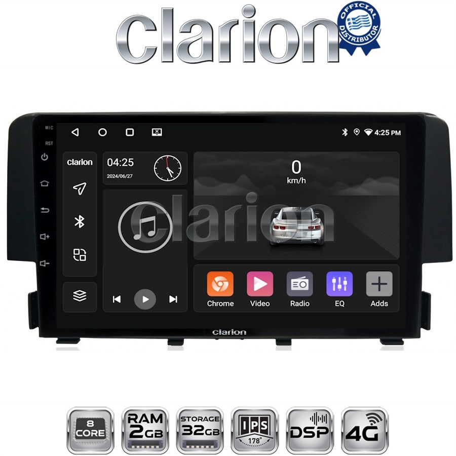 CLARION GL71941 Οθόνη OEM Multimedia Αυτοκινήτου για HONDA CIVIC 2016> (CarPlay/AndroidAuto/BT/GPS/WIFI/GPRS)
