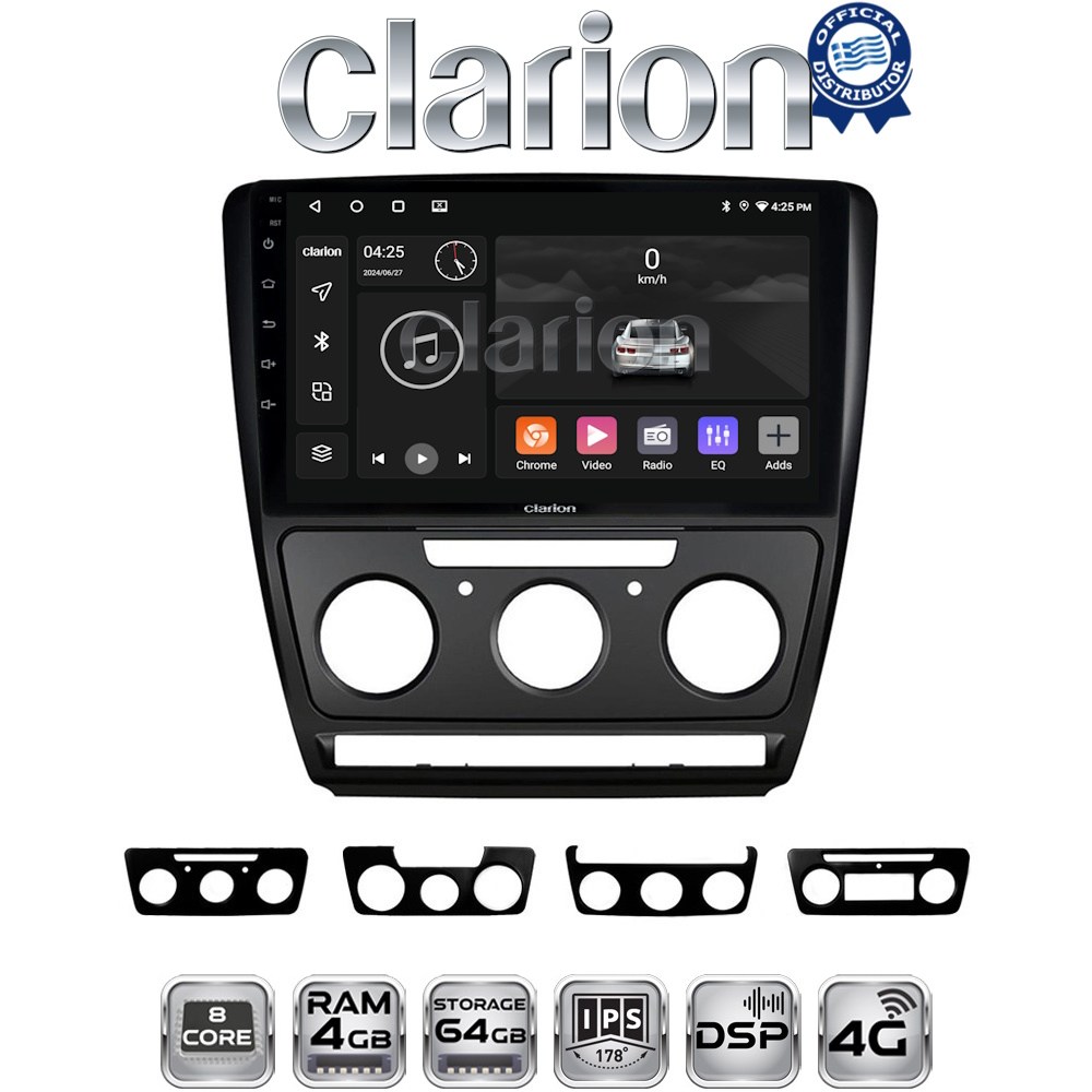 CLARION GL72005B Οθόνη OEM Multimedia Αυτοκινήτου για Skoda Octavia 2005 > 2012  (CarPlay/AndroidAuto/BT/GPS/WIFI/GPRS)