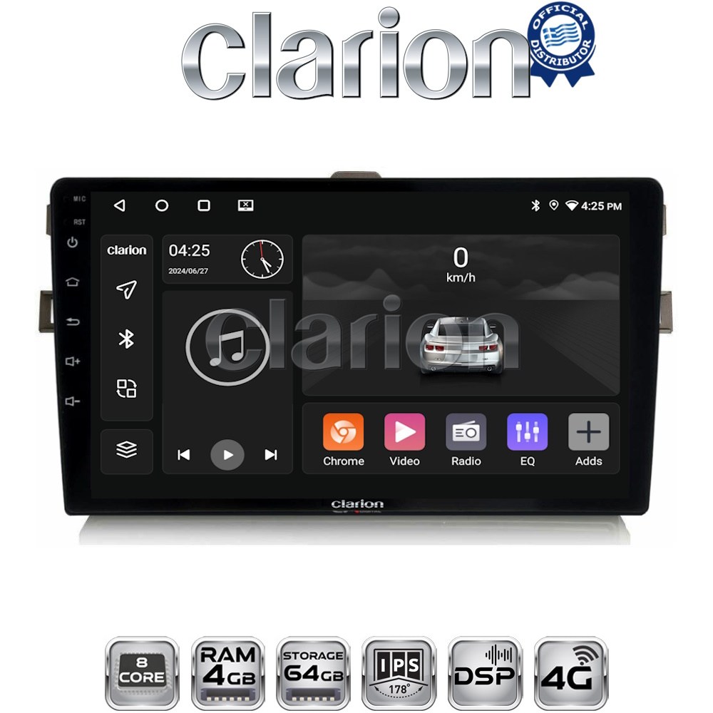 CLARION GL72028B Οθόνη OEM Multimedia Αυτοκινήτου για Toyota Auris 2007 > 2012 (CarPlay/AndroidAuto/BT/GPS/WIFI/GPRS)