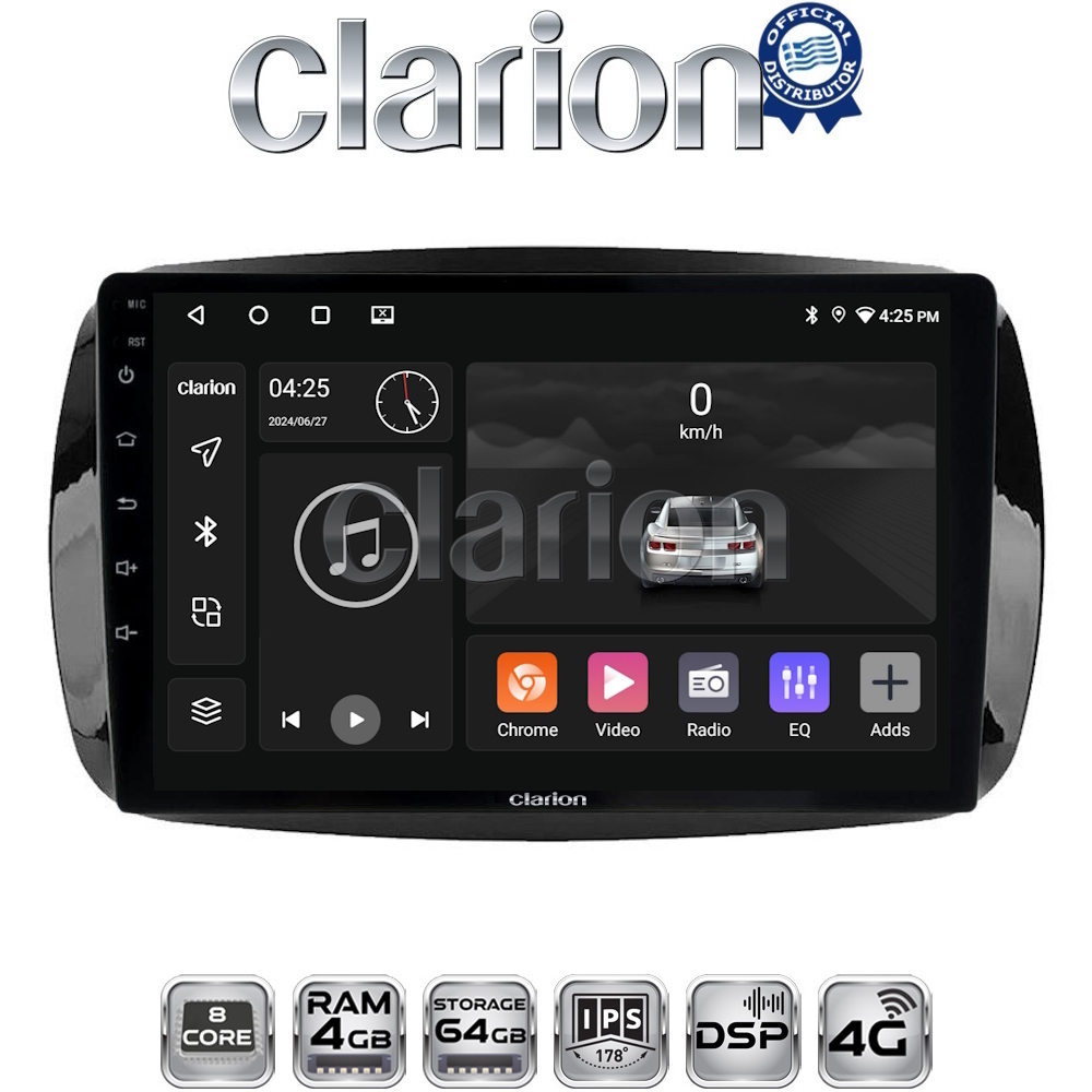 CLARION GL72029 Οθόνη OEM Multimedia Αυτοκινήτου για SMART ForTwo  2015> (CarPlay/AndroidAuto/BT/GPS/WIFI/GPRS)