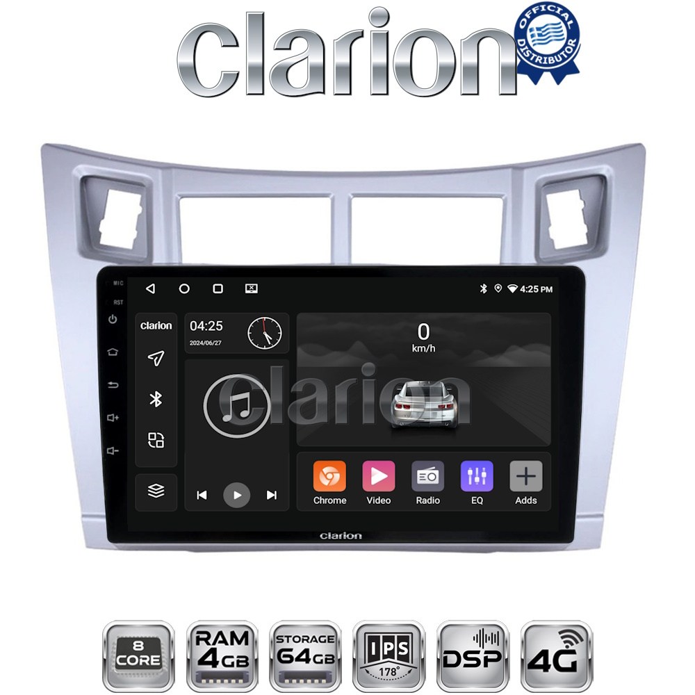 CLARION GL72084S Οθόνη OEM Multimedia Αυτοκινήτου για Τoyota Yaris 2006 > 2011 (CarPlay/AndroidAuto/BT/GPS/WIFI/GPRS)