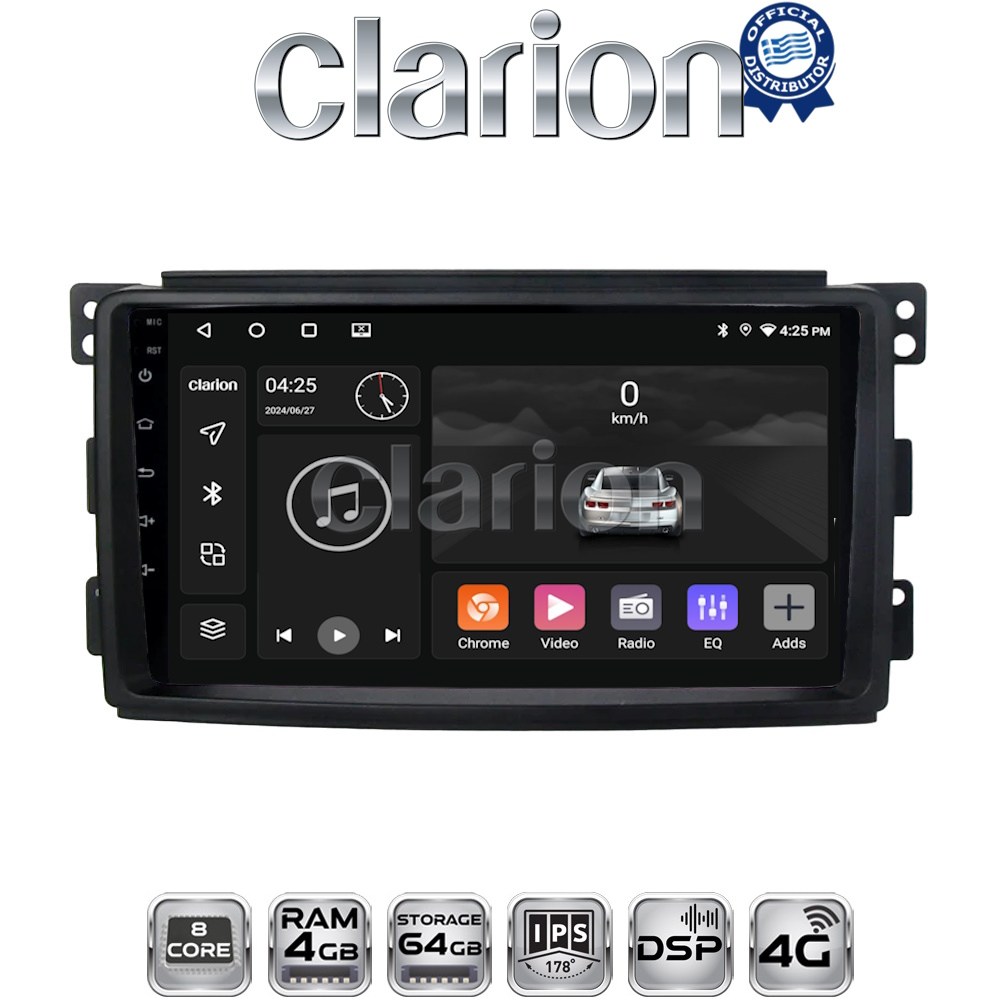 CLARION GL72087 Οθόνη OEM Multimedia Αυτοκινήτου για SMART 2007>2010 (CarPlay/AndroidAuto/BT/GPS/WIFI/GPRS)