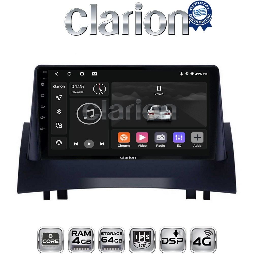 CLARION GL72138 Οθόνη OEM Multimedia Αυτοκινήτου για Renault Megane2 2002 > 2008 (CarPlay/AndroidAuto/BT/GPS/WIFI/GPRS)