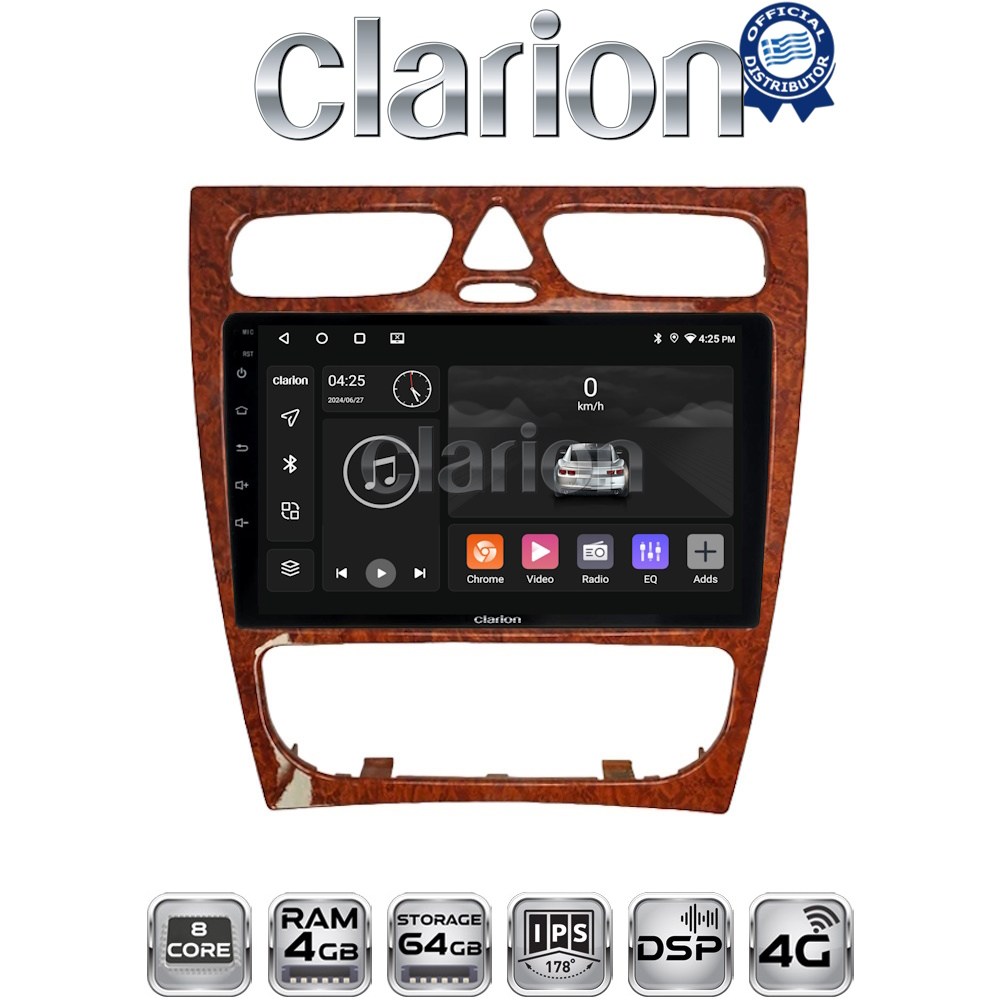 CLARION GL72171W Οθόνη OEM Multimedia Αυτοκινήτου για Mercedes C Class 1999 > 2004 (Προ Facelift) (CarPlay/AndroidAuto/BT/GPS/WIFI/GPRS)
