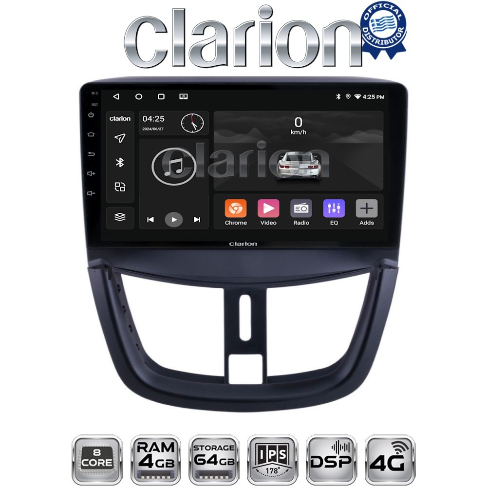CLARION GL72207 Οθόνη OEM Multimedia Αυτοκινήτου για PEUGEOT 207 2007>2013 (CarPlay/AndroidAuto/BT/GPS/WIFI/GPRS)