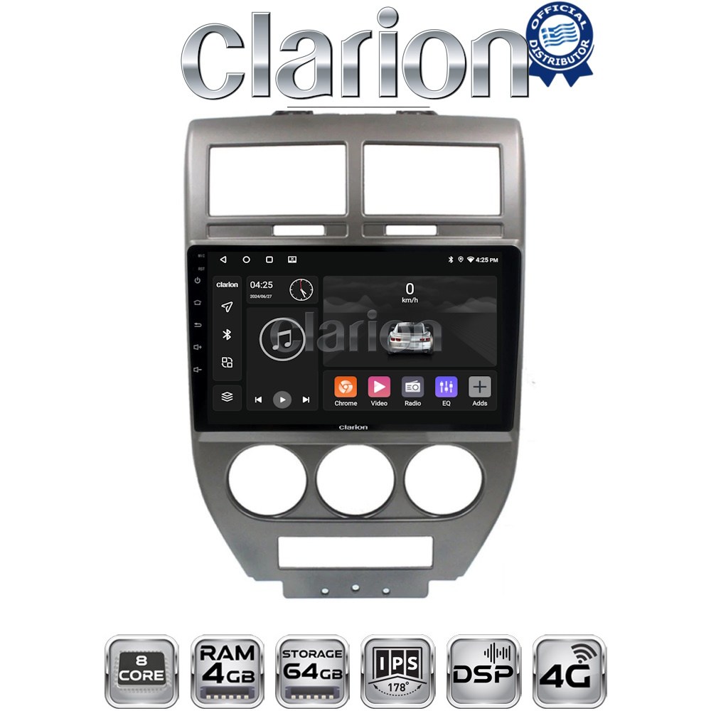 CLARION GL72251 Οθόνη OEM Multimedia Αυτοκινήτου για JEEP COMPASS 2007>2011 (CarPlay/AndroidAuto/BT/GPS/WIFI/GPRS)