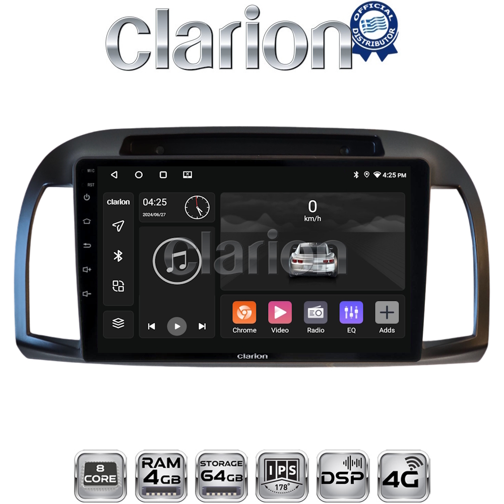 CLARION GL72300B Οθόνη OEM Multimedia Αυτοκινήτου για Nissan Micra 2002 > 2007 (CarPlay/AndroidAuto/BT/GPS/WIFI/GPRS)