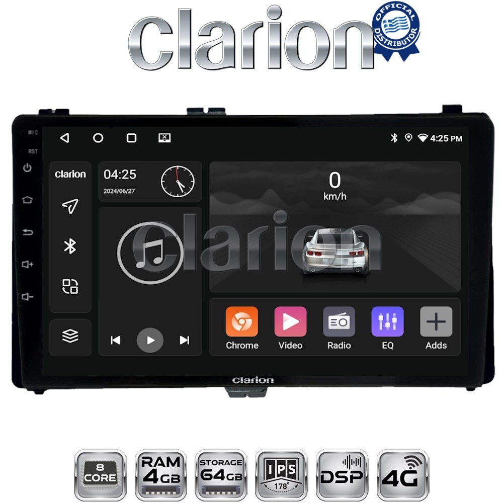 CLARION GL72418 Οθόνη OEM Multimedia Αυτοκινήτου για Toyota Auris '15> & Corolla '17-'19 (CarPlay/AndroidAuto/BT/GPS/WIFI/GPRS)