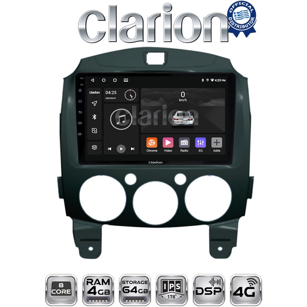 CLARION GL72430 Οθόνη OEM Multimedia Αυτοκινήτου για MAZDA 2 2007>2014 (CarPlay/AndroidAuto/BT/GPS/WIFI/GPRS)