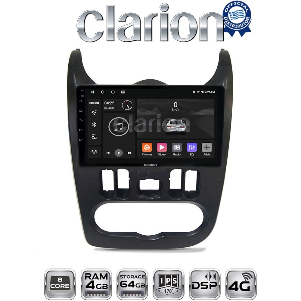 CLARION GL72432B Οθόνη OEM Multimedia Αυτοκινήτου για Dacia Duster 2006 > 2012 (CarPlay/AndroidAuto/BT/GPS/WIFI/GPRS)