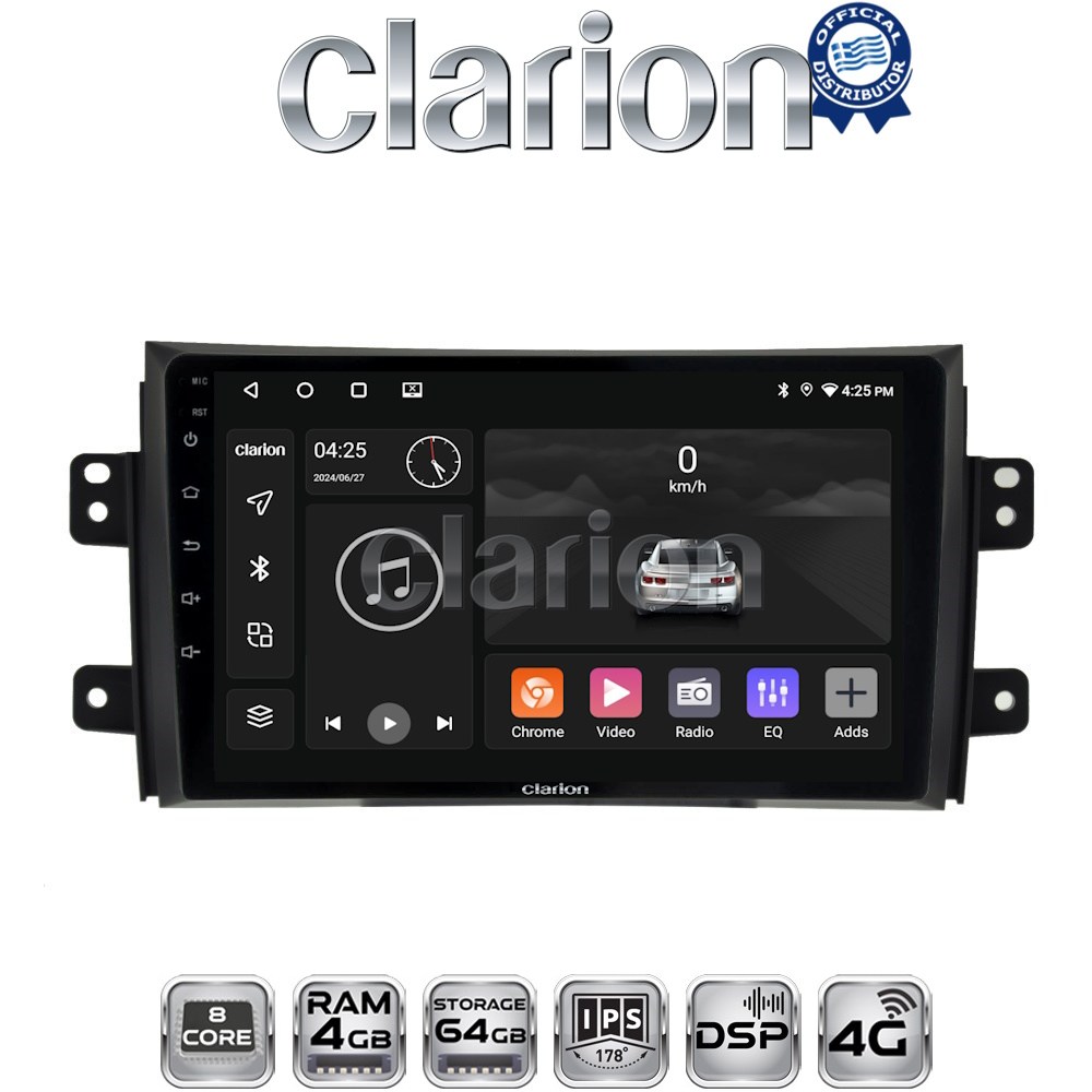 CLARION GL72446 Οθόνη OEM Multimedia Αυτοκινήτου για Fiat Sedici 2005 > 2013 Suzuki SX4 2005 > 2013 (CarPlay/AndroidAuto/BT/GPS/WIFI/GPRS)