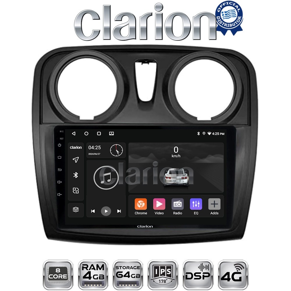 CLARION GL72457 Οθόνη OEM Multimedia Αυτοκινήτου για Dacia Santero 2012 > 2019 (CarPlay/AndroidAuto/BT/GPS/WIFI/GPRS)