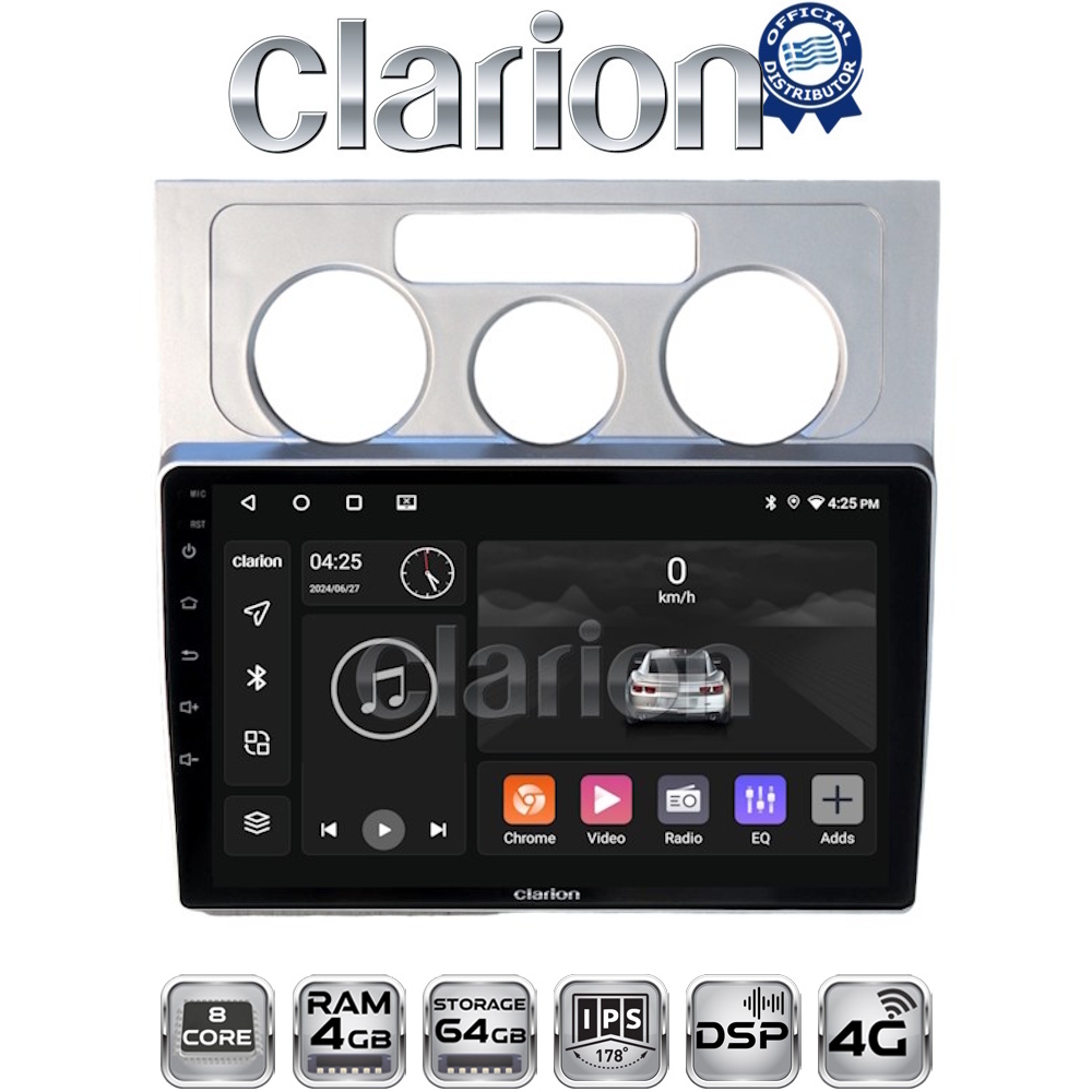 CLARION GL72512 Οθόνη OEM Multimedia Αυτοκινήτου για VW Touran 2003 > 2010 (CarPlay/AndroidAuto/BT/GPS/WIFI/GPRS)