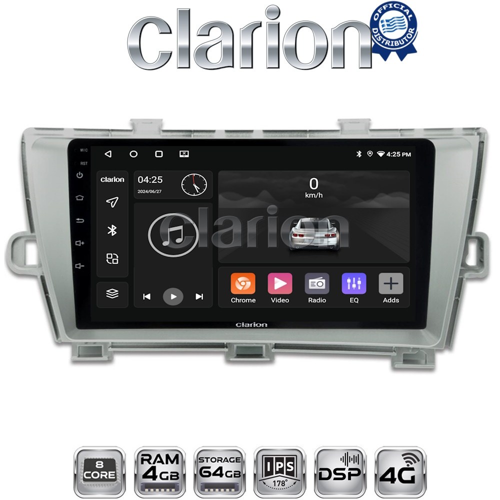 CLARION GL72561 Οθόνη OEM Multimedia Αυτοκινήτου για TOYOTA PRIUS 2009>2016 (CarPlay/AndroidAuto/BT/GPS/WIFI/GPRS)